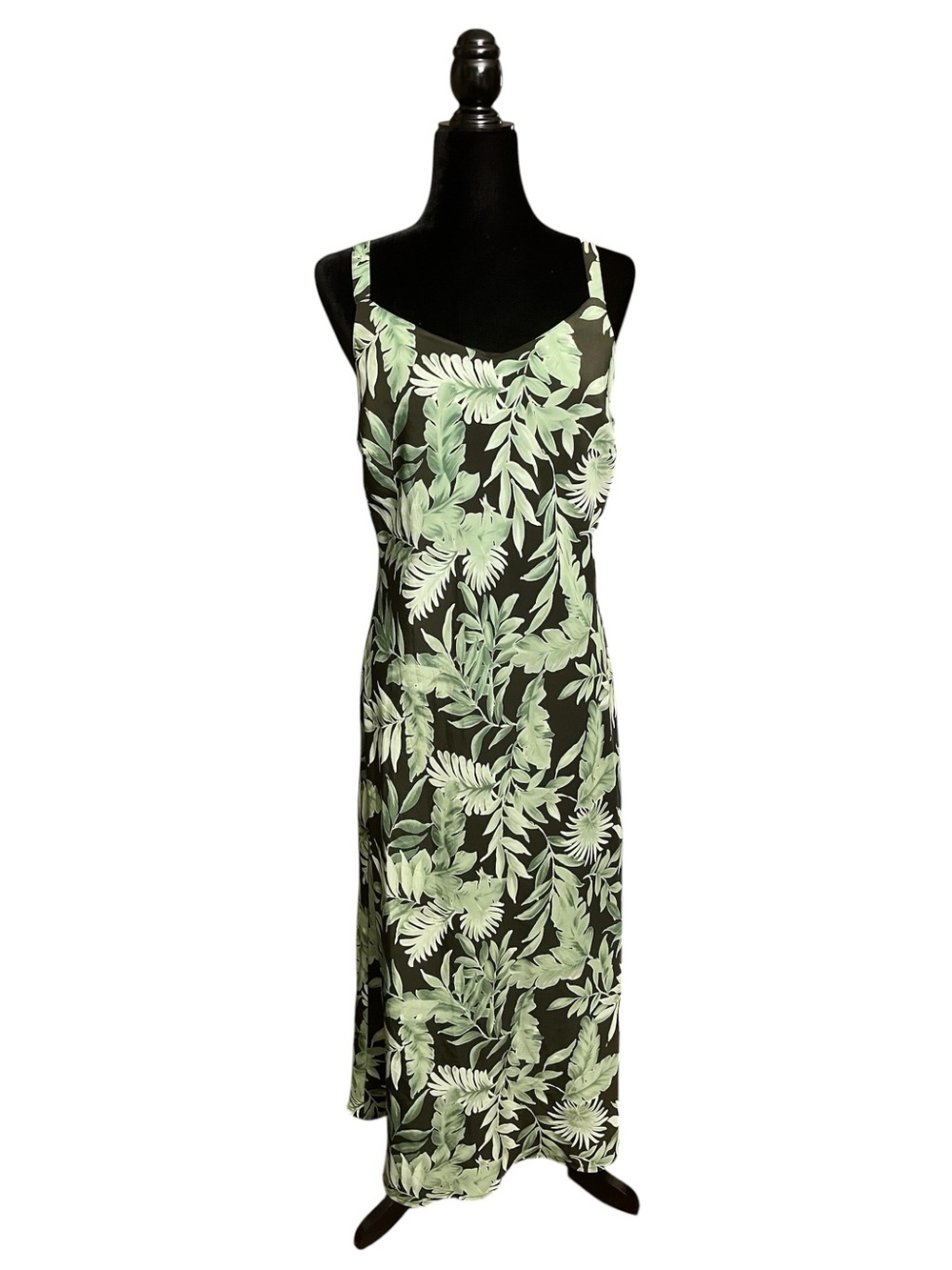 Northern Reflections Tropical Black Dress with Palm Leaves 14